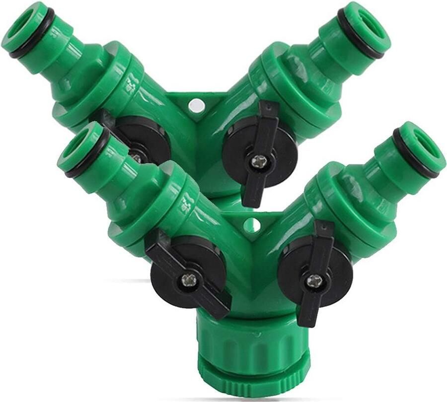 2-wegventiel met afsluitventiel voor tuinslangen slangkoppeling dubbele aansluiting tuinslang waterverdeler voor waterkraan 1 2 en 3 4 inch broek connector 2 stuks