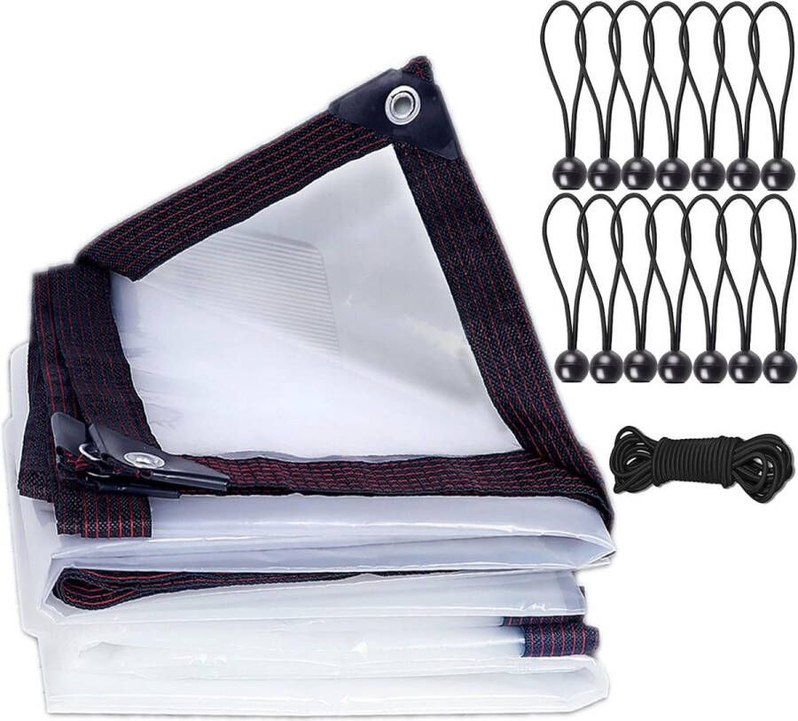 2 x 3 m waterdicht transparant zeil met ogen afdekzeil bouwolie regenbescherming windscherm multifunctioneel zeil tarp voor balkon in plantenbroeikas tuin inclusief zeilspanner 2 m x 3 m