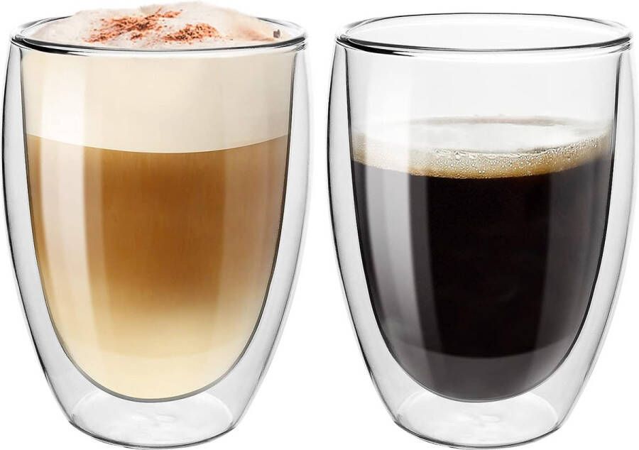 2 x 350 ml latte macchiato glazen dubbelwandig cappuccino kopjes warmtebehoud glazen rode dubbelwandige glazen van borosilicaatglas theeglazen koffieglazen espresso