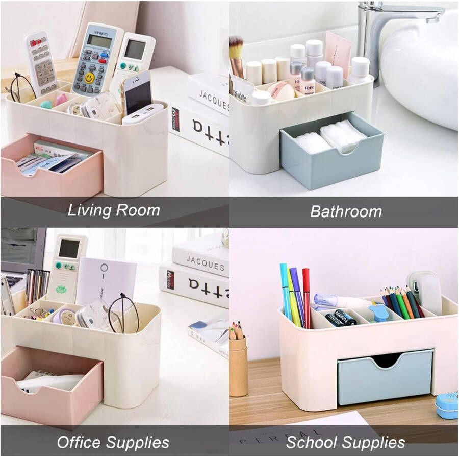 2 x Badkamer Make-up Organizer met Lade Cosmetische Make-up Opslag Kaptafel Opbergdoos voor Parfum Lippenstift Badkamer Dressoir Desktop (21 x 11 x 10 cm)