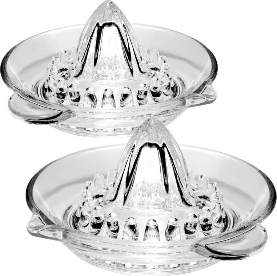 2 x citruspers citroenpers van glas met schenktuit ideaal voor het sap van citrusvruchten zoals citroenen sinaasappels en mandarijnen (02 stuks citruspers glas)