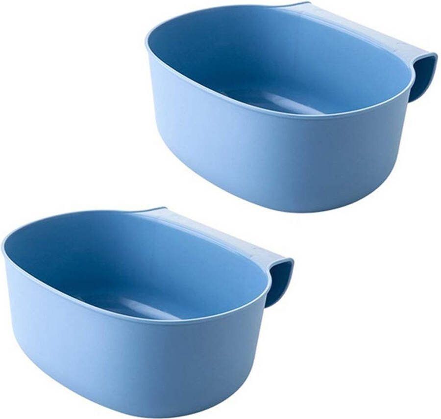 2 x opvangbak voor keukenafval voor ophangbak afvalcontainer voor organische afvalbak keukenkast achterklep standaardzakken afvalplankopslag vuilniszakhouder hangend (blauw)