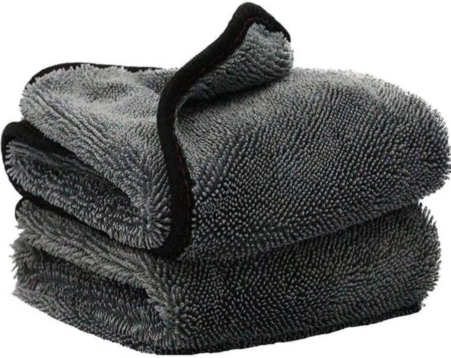 2 x Premium droogdoeken Extreem absorberende autoverzorging Grijze microvezeldoeken 650 gsm verdikte vezels Krasvrije microvezeldoek voor auto's motorfietsen fietsen (40x40cm)