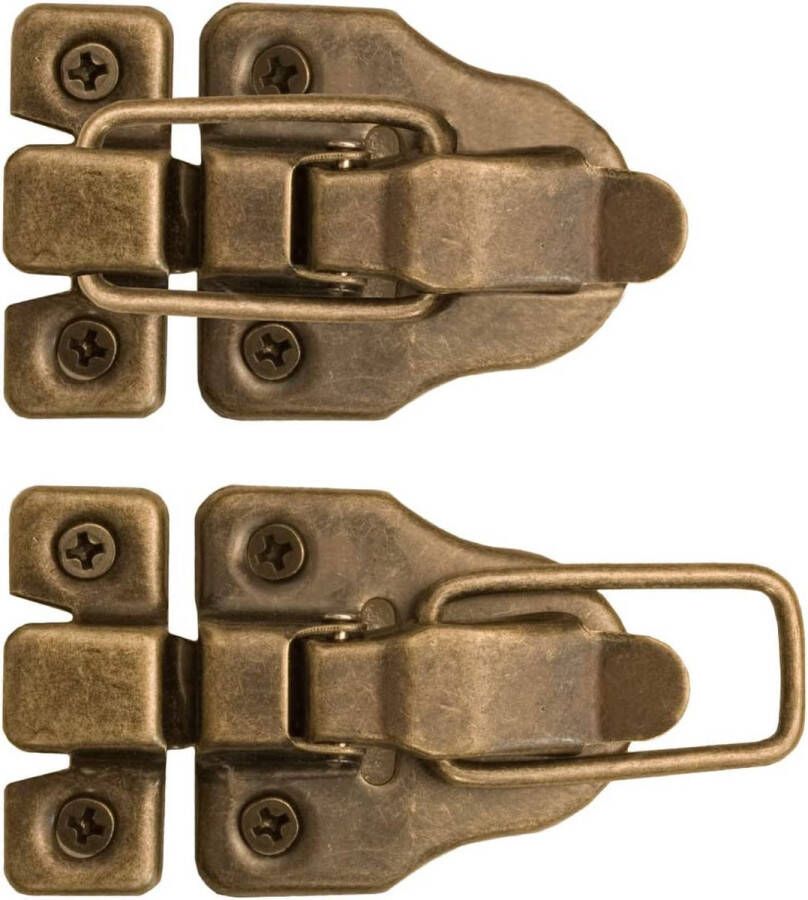 2 x sluitingen voor kisten dozen koffers metalen beslag vintage messing design set van 2 inclusief schroeven 59 mm x 40 mm