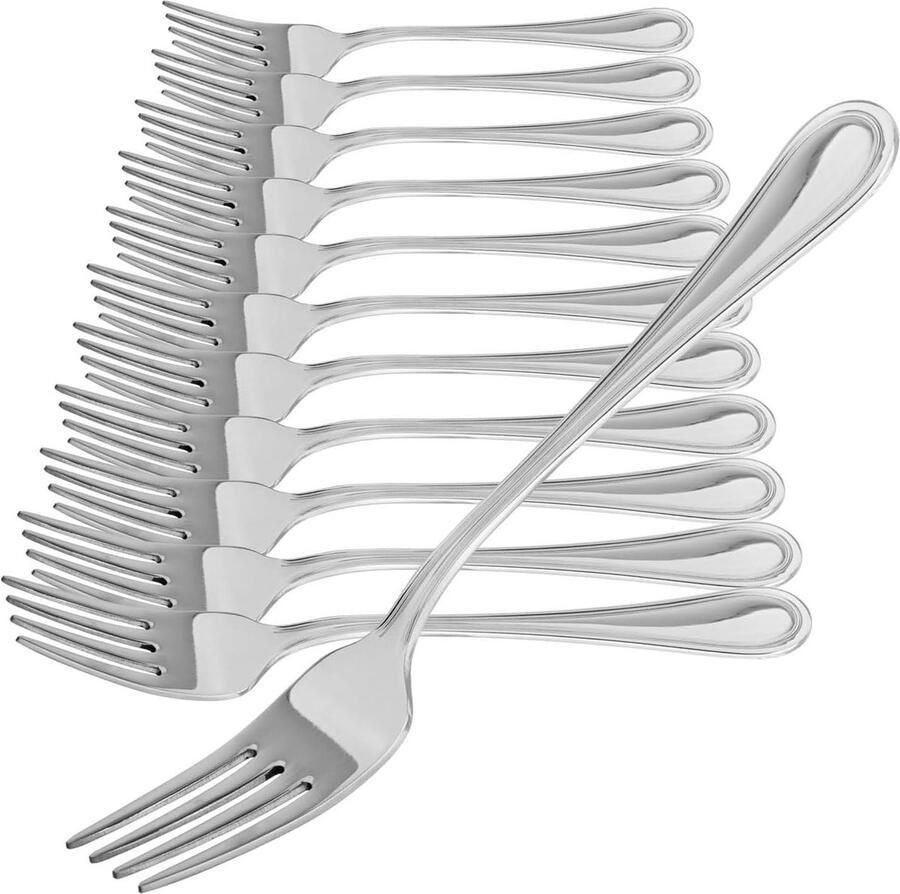 2 x taartvorken van roestvrij staal 430 stijlvol tafelbestek in eenvoudig design kleine dessertvorken voorgerecht vorken 15 cm (15 cm 12 stuks)