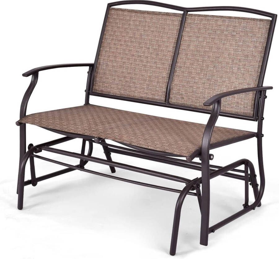 2-zits tuinbank met schommelmechanisme schommelbank tot 180 kg belastbaar terrasbank outdoor zitbank voor tuin terras balkon (bruin)
