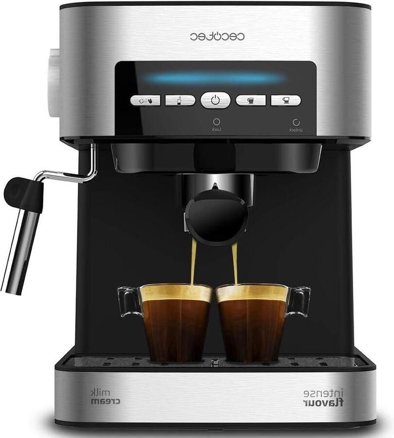 20-bar Power Espresso koffiezetapparaat dubbele uitlaatarm oppervlaktewarmers zwart zilver