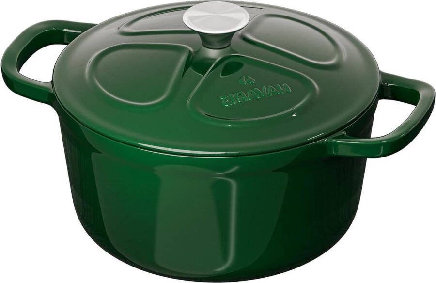20 cm Ø cast iron pan casserole with lid Dutch Oven 28 L Suitable for induction gas and ceramic cooking Green