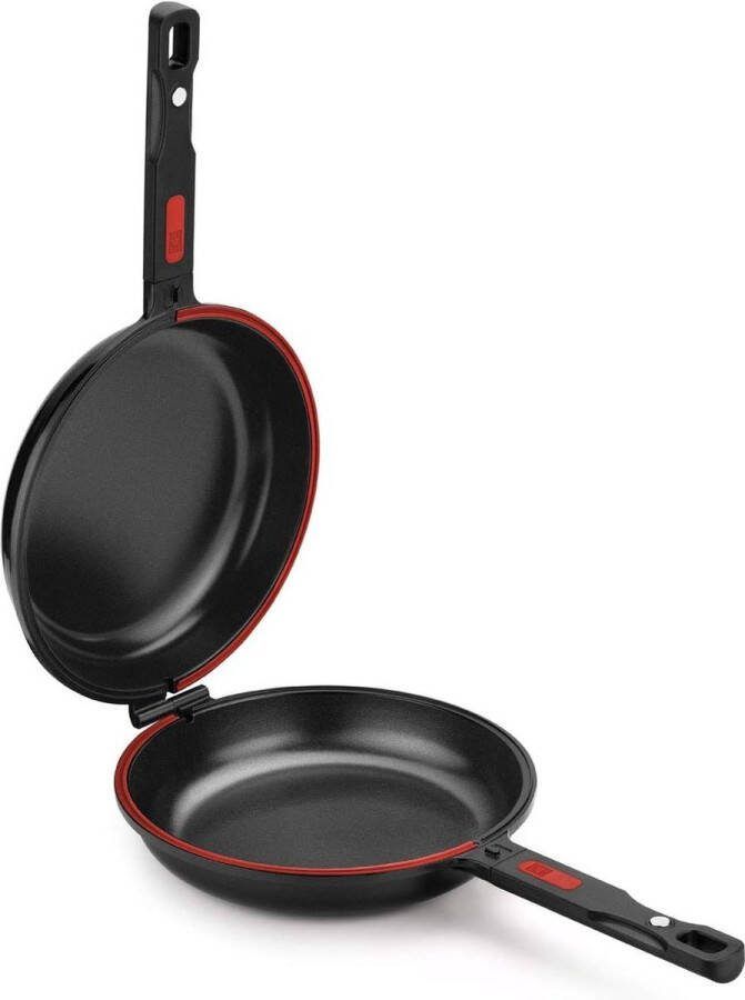 20 cm gegoten aluminium omeletpan met antiaanbaklaag geschikt voor inductie zwart en rood