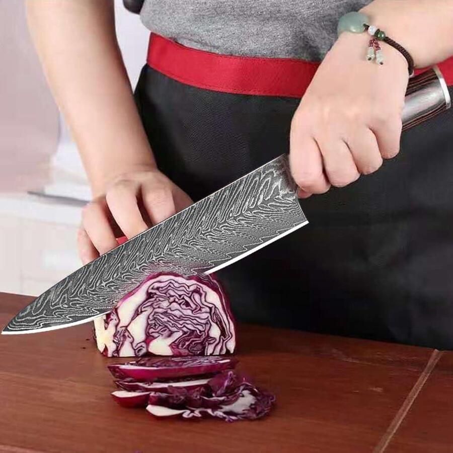 20 cm Japans Damaststaal 67 Lagen Professioneel Koksmes voor het Snijden van Groenten Fruit Vlees en Vis japanese knife