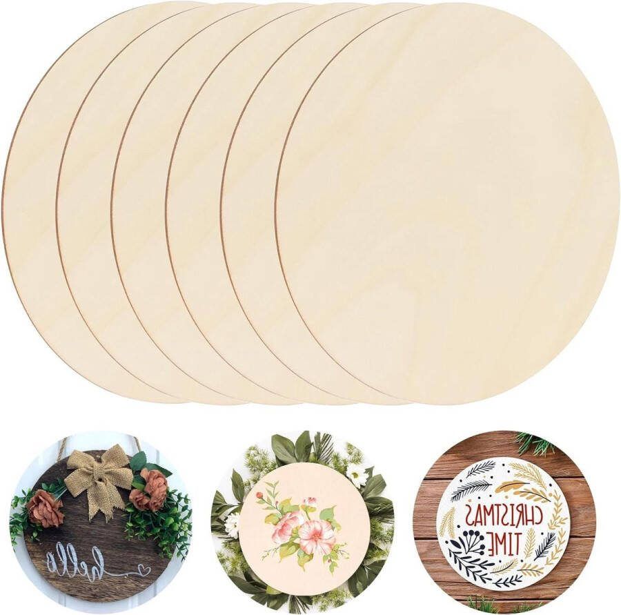 20 cm onvoltooide houten cirkels 6 stuks voor houten ornamenten knutselen Houten schijf
