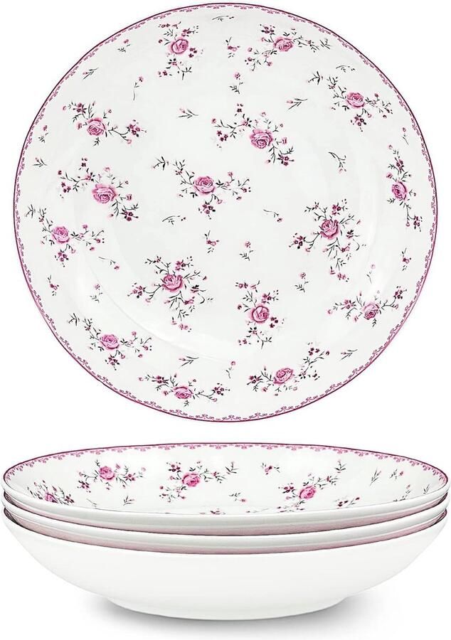20 cm roze porseleinen saladeborden set van 4 dessertborden koninklijk vintage keuken pastabord slakom van keramiek