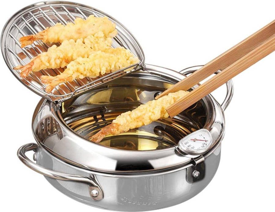 20 cm 79 inch Japanse Tempura Friteuse Roestvrij Staal Antiaanbaklaag Temperatuurregeling Oliedruk Kip Frituurgarnalen