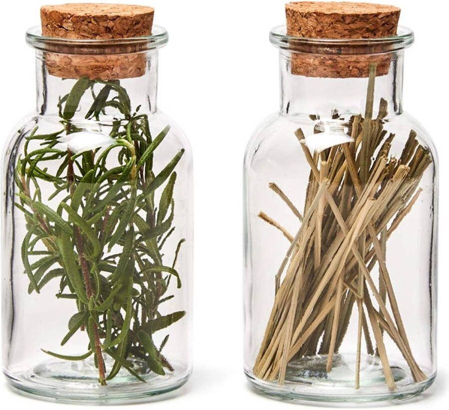 20-delige kruidenpotjes van helder glas met kurkdeksel ronde decoratieve gunstkruidenfles Herbruikbare flacon voor keukenkruiden kruiden feestartikelen snoep 150ml