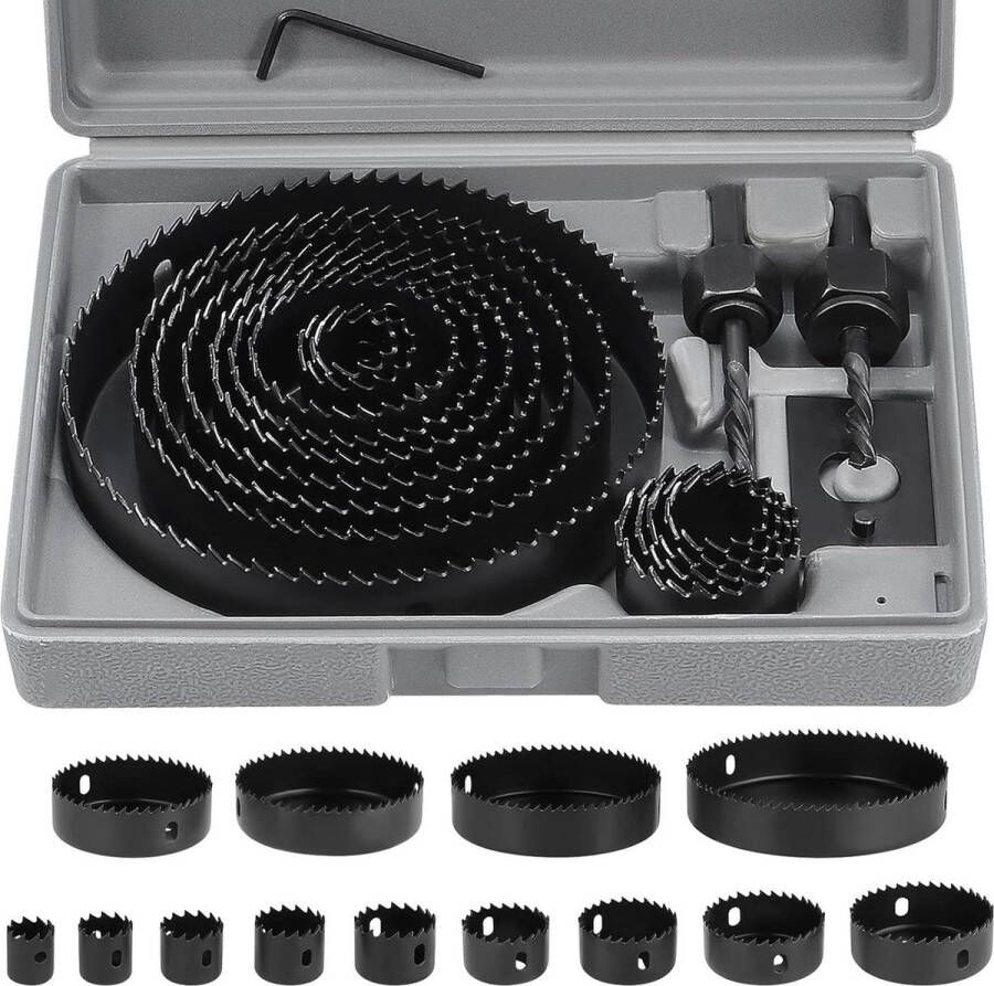 20-delige set gatenzagen van koolstofstaal 19-127 mm gipsplaat en gipsplaat koffer voor hout
