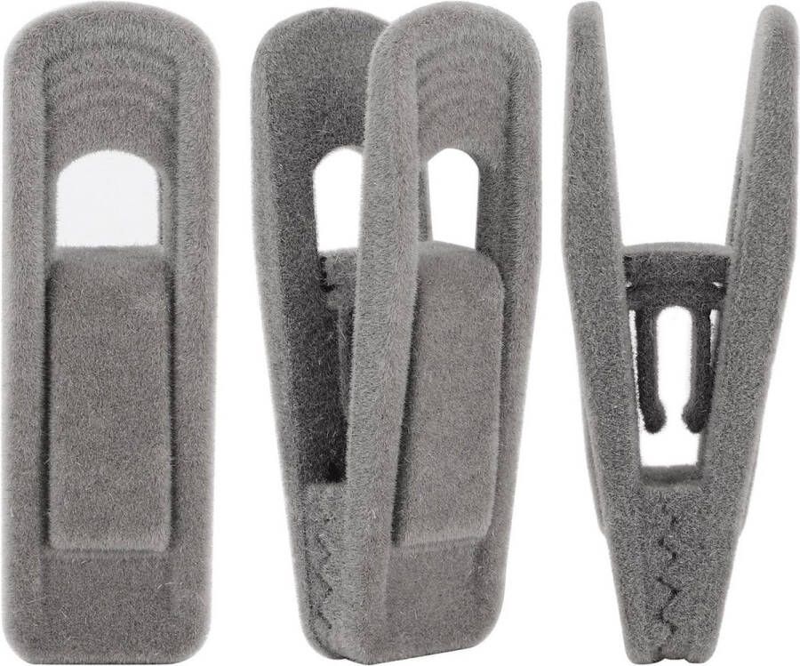 20-pack fluwelen kleerhangerclips wasknijpers sterke vingergreep gevlokt fluwelen kleerhangers met clips perfect voor gebruik met slanke fluwelen kleerhangers grijs