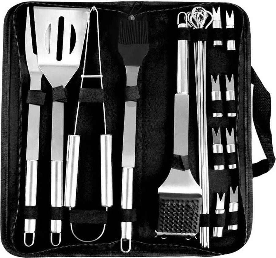 20 Pieces Heavy Duty BBQ Grill Tool Set in Case Best Birthday Wedding Gift Professional Outdoor Cooking Camping Grilling Smoking Accessories bbq accessoires
