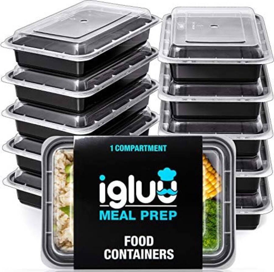 20 Stuks 1 Compartiment Herbruikbare Meal Prep Containers Plastic Voedsel Bakjes met Luchtdichte Deksels Magnetron Vriezer en Vaatwasserbestendig Stapelbare Bento Box