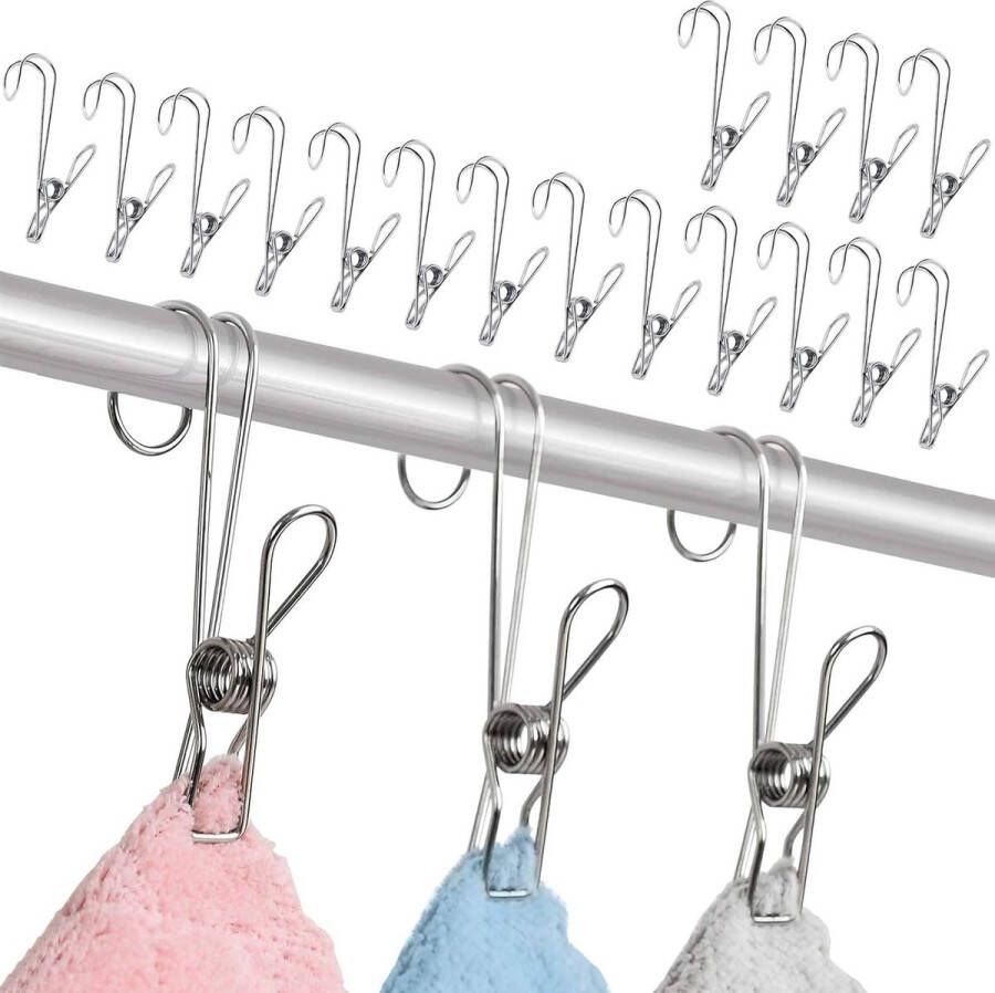 20 stuks 9 5 x 6 cm wasknijpers 304 roestvrij staal multifunctionele metalen klemmen voor wasdrogers handdoeken sokken foto's