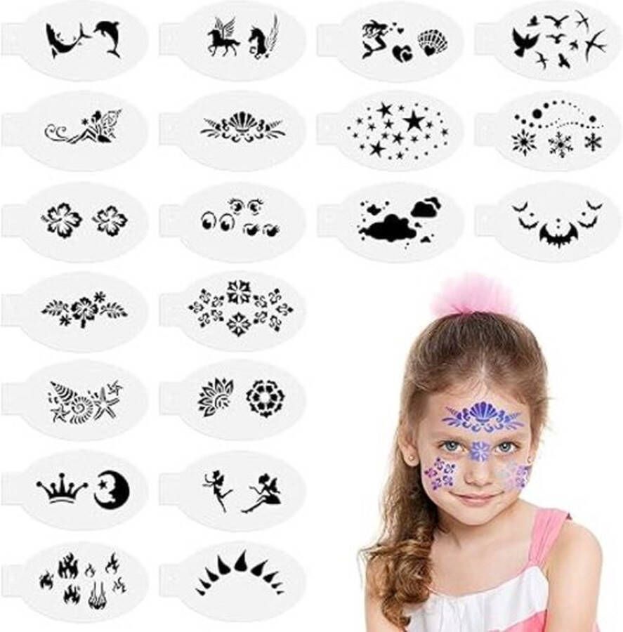 20 stuks gezichtsverf stencils herbruikbare gezicht schilder stencils. Tijdelijke tatoeages lichaam verf stencils make-up schilder sjablonen voor kinderen. Halloween feest make-up geschilderde lichaamskunst
