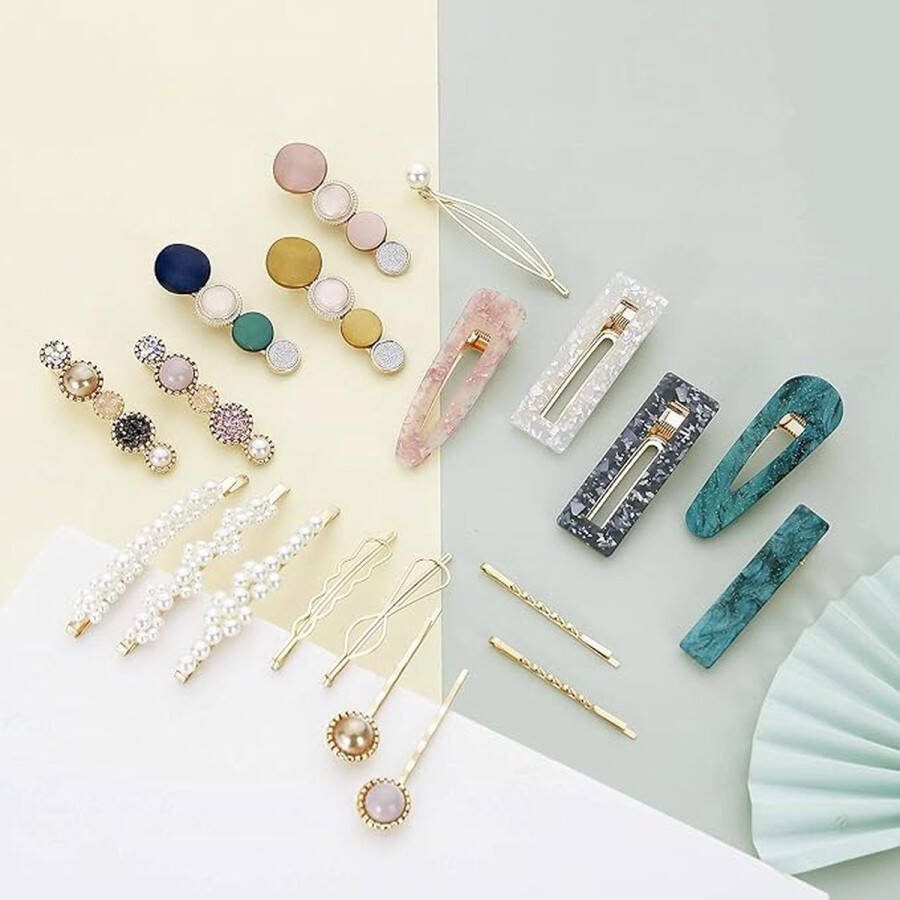 20 stuks haarspelden met parels en acrylhars handgemaakte haarspelden bobby pins glitter kristal geometrische haarspelden elegante gouden haaraccessoires cadeaus voor vrouwen en meisjes