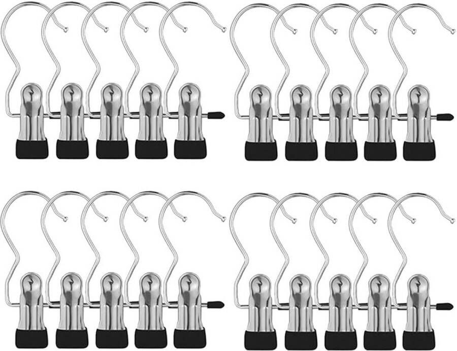 20 stuks roestvrij stalen washaken antislip kledinghangers clip wasknijpers metalen knijpers 360 graden draaibaar voor broeken mutsen en handdoeken