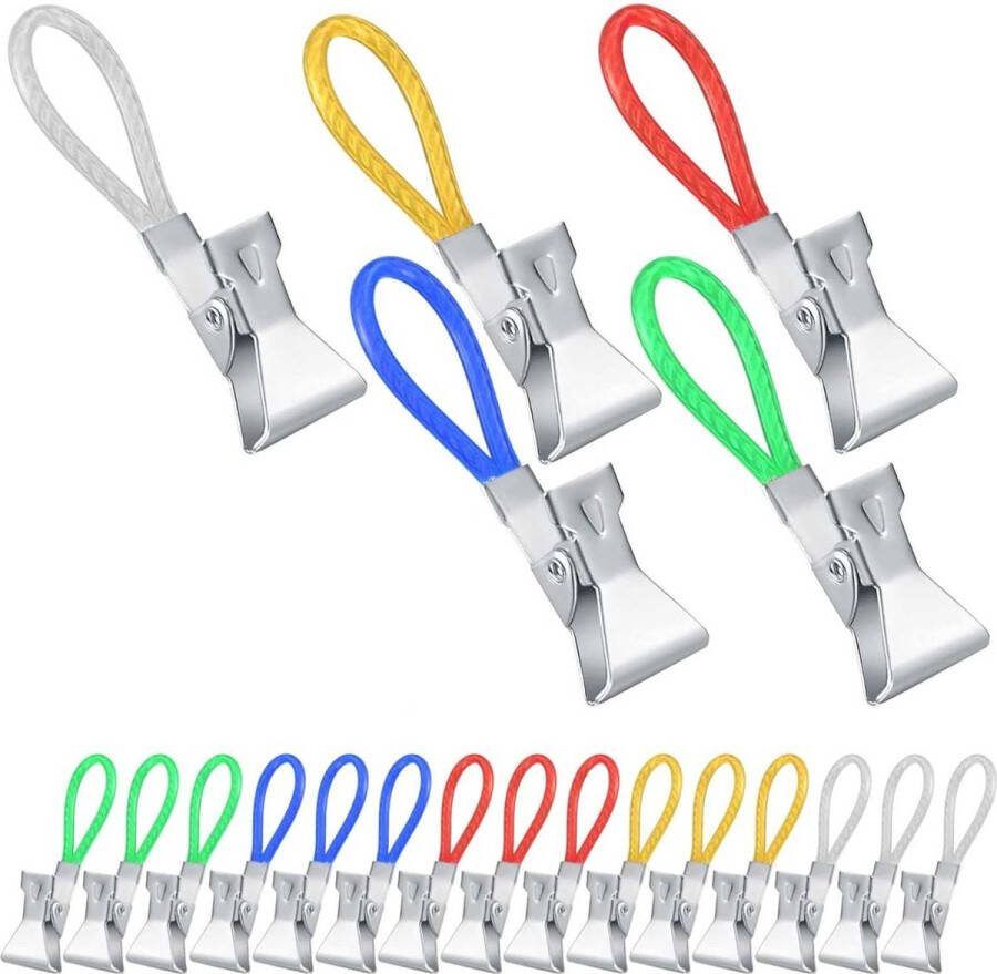 20 Stuks Set van Theedoek Ophangklemmen Kleurrijke Metalen Handdoekklemmen Klemmen voor Ophangen van Handdoeken Multifunctionele Gekleurde Theedoekklemmen voor Handdoeken Pannenlappen Badkamer Keuken Balkon