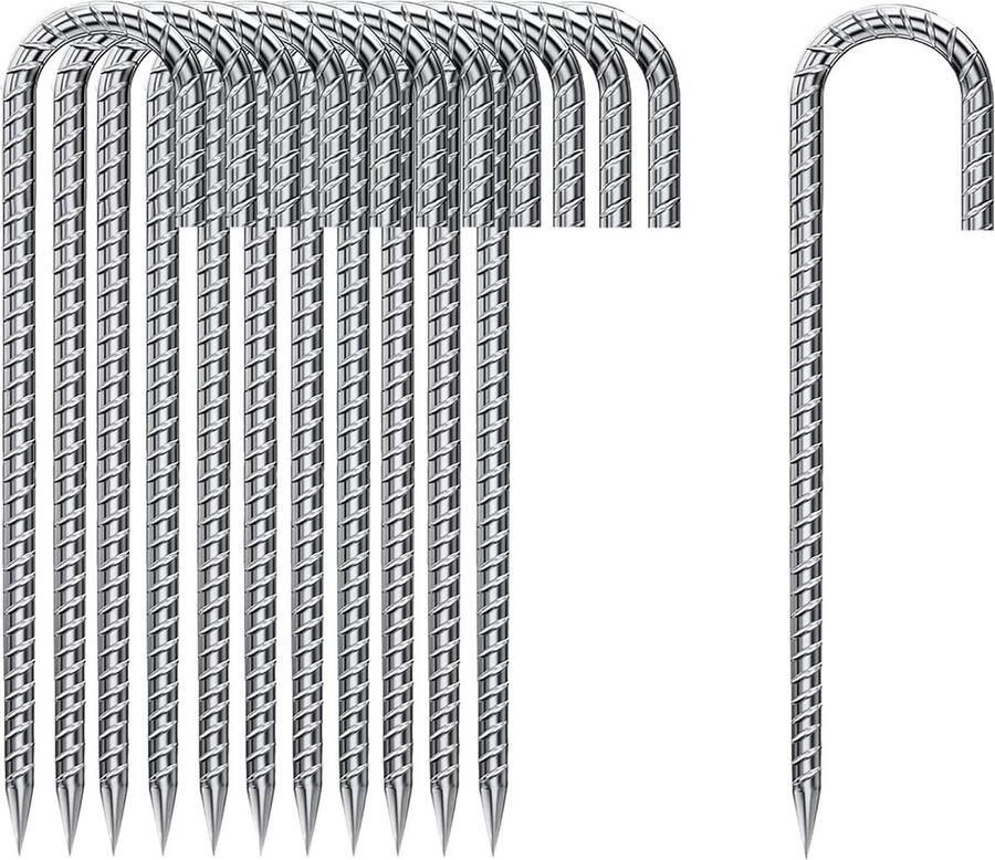 20 stuks verzinkt grondankers 30 cm J-vormige stabiele tentharingen trampoline bevestiging camping tenten luifels outdoor