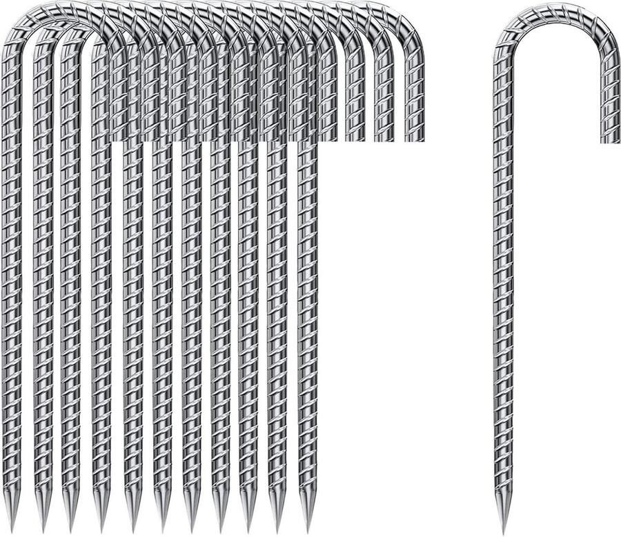 20 stuks verzinkt grondankers 30 cm J-vormige stabiele tentharingen trampoline bevestiging voor camping tenten luifels outdoor