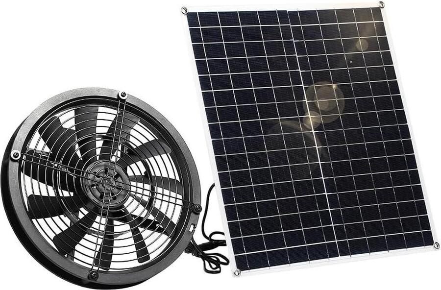20 W weerbestendige ventilator op zonne-energie met DC-ventilator voor kippenhokken ventilator op zonne-energie kassen schuren huisdierhuizen raamuitlaat