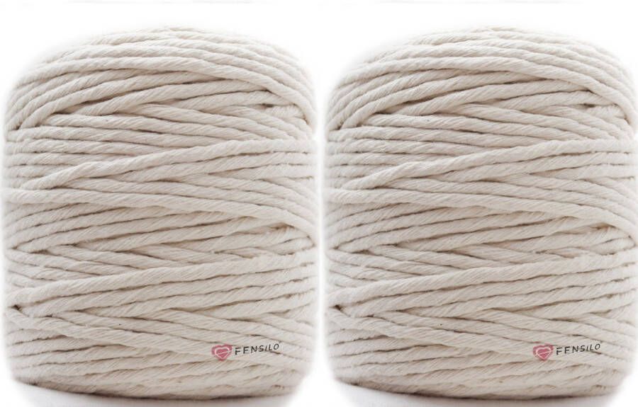 200 Meter 5mm Naturel macramé katoenen koord Macrame Touw Plantenhanger Zelf Maken Boho Decoraties Macrame Garen Set -FENSILO