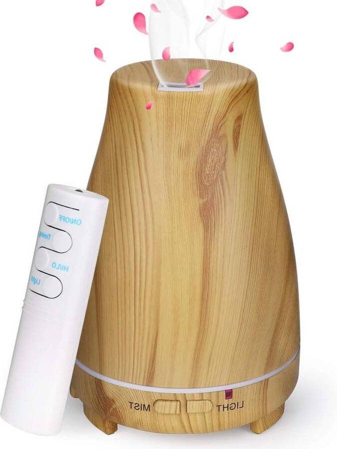 200 ml Aroma Diffuser Ultrasone Vernevelaar Luchtbevochtiger Hout Aromatherapie Oliën 7 Kleuren LED