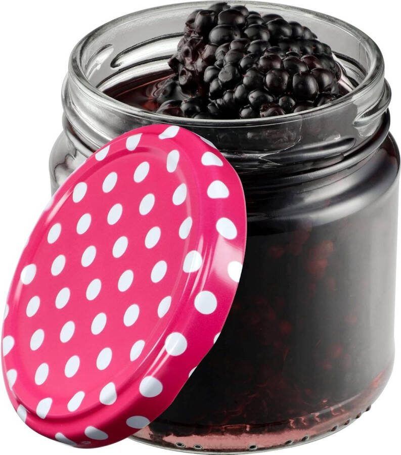 200 ml kleine inmaakpotten jampotten fi66 mm mini-glazen honing specerijen luchtdichte weckpotten roze gestippeld 10 stuks jampotjes met deksel