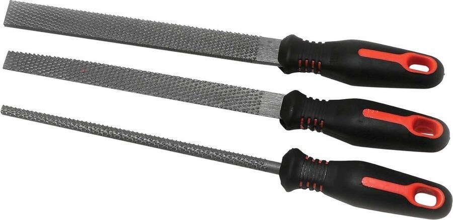 200 mm Soft Grip houten raspbestandsset zilver 3-delig Raspen