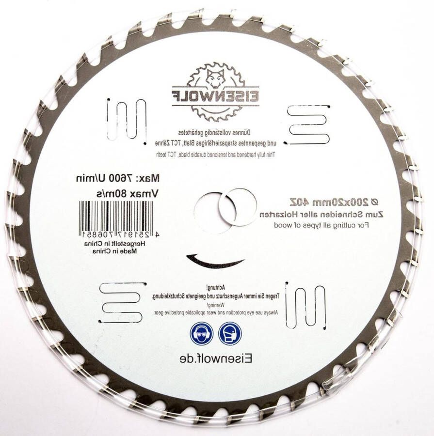 200 x 20 mm premium zaagblad cirkelzaagblad voor hout 40 TCT-tanden geluidsreductie