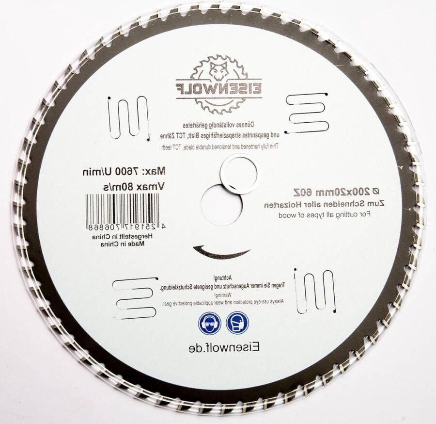 200 x 20 mm premium zaagblad voor hout 60 gekantelde TCT-tanden geluidsreductie
