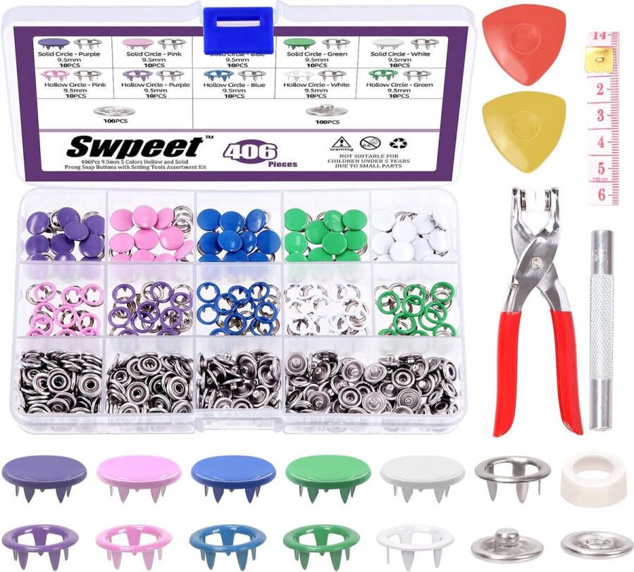 200Sets 807 Stks 3 8 2 Stijlen 10 Kleuren Effen en Holle 5 Prong Metalen Snaps Knoppen Met Drukknoopsluitingen Tool Bevestiging Tang en Tailor's Krijt Assortiment Kit Snap on Knoppen voor
