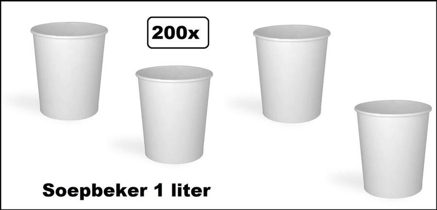200x Soepbeker karton 1 liter Soep salade beker festival warme dranken maaltijd carnaval