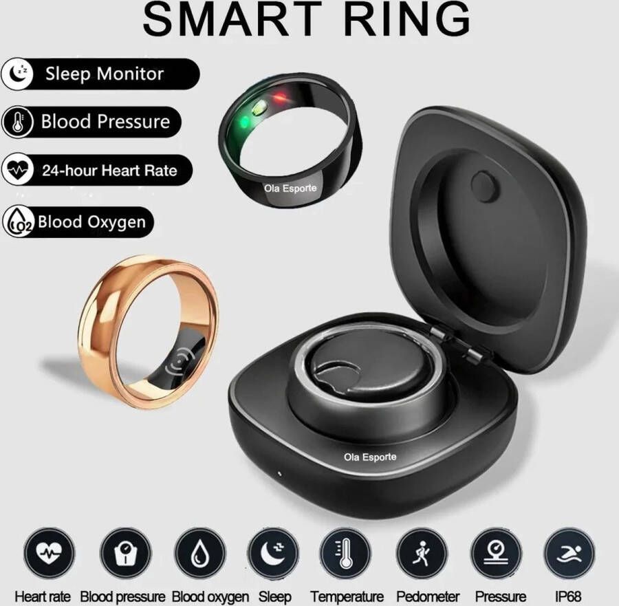 2024 Smart Ring Gezondheid Monitor Voor Mannen Vrouwen Bluetooth Bloeddruk Hartslag Slaap Hardlopen Sporten Monitoren Ip68 Waterdicht Voor IOS Android 17MM zilver