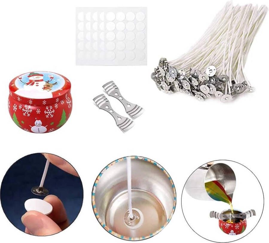 208Pcs Kaars Maken Kit Met Lege Kaars Tin Potten Kaars Wicks Stickers Wicks Houder Voor Kaars Maken Bruiloft Decoratie Party Kruiden Camping Craft Diy Gift Tool