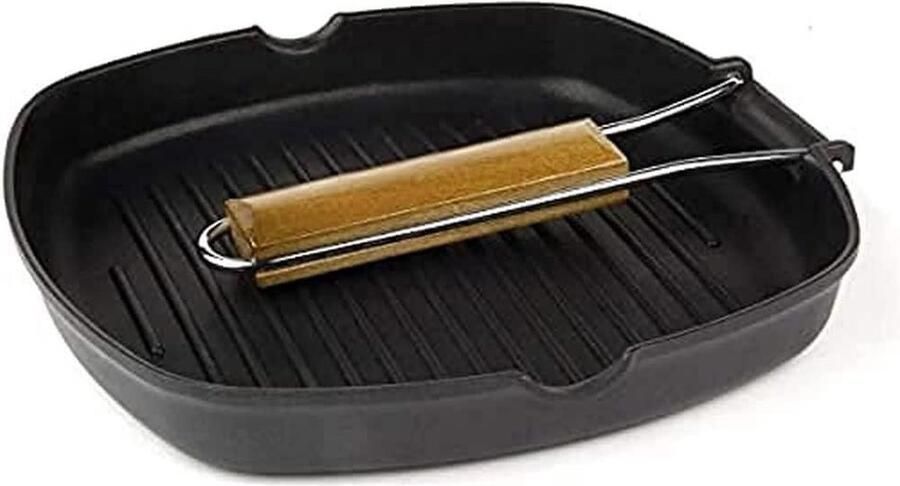20cm inklapbare inductie grillpan met golven-handvat