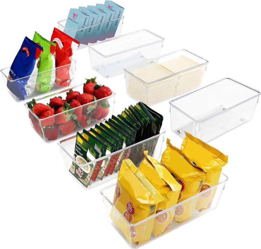 20cm Lange Helder Plastic Keuken Koelkast Opslag Trays Set van 8 Badkamer Lade Diepvries Organiser Containers
