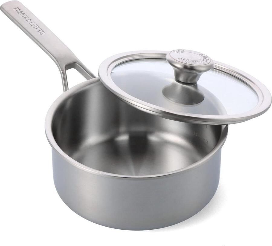 20cm 2 9L Roestvrijstalen Steelpan met Deksel Professioneel Koken Multi-coating Maataanduidingen Drupvrije Schenkranden Duurzame Deksel Inductieoven & Vaatwasmachinebestendig