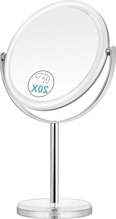 20x Vergrootspiegel 360° Draaibare Make-upspiegel Dubbelzijdige Make-upspiegel Kaptafel Bureau Badkamer Slaapkamer Transparant Scheerspiegel