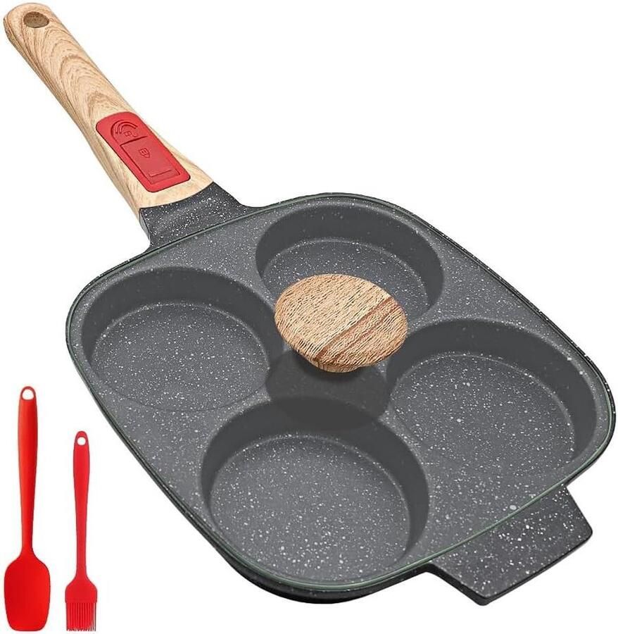 21 cm Pancakepan met afneembare handgreep en deksel inductie pannenkoekenpan aluminium zwart
