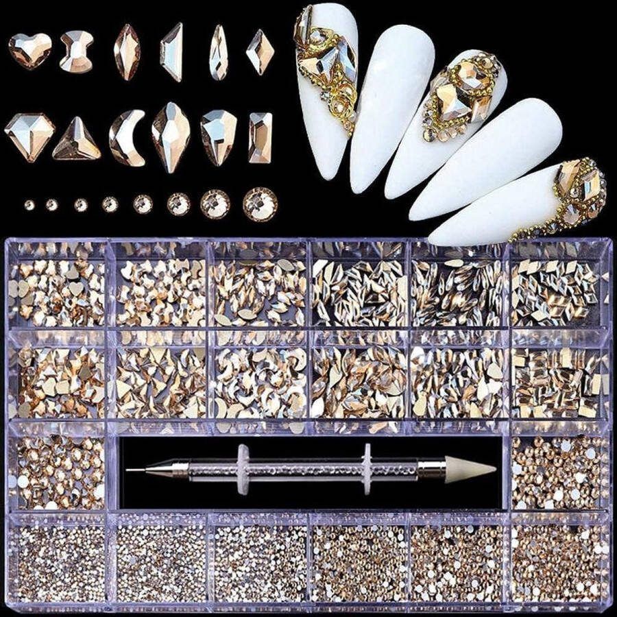 21 Grid AB Nail Art Rhinestones Professional Crystal Kit 9000pcs Glass Crystal AB Rhinestone