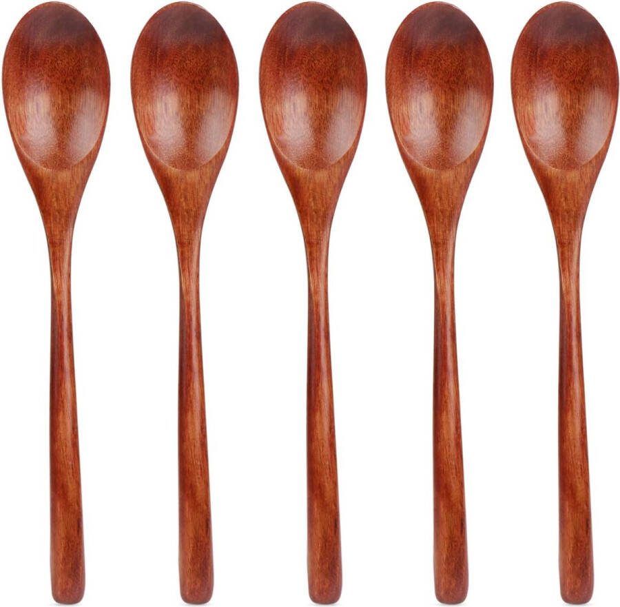 22 5 cm houten lepel lange steel Japanse stijl soeplepels om te eten roeren koken 5 stuks