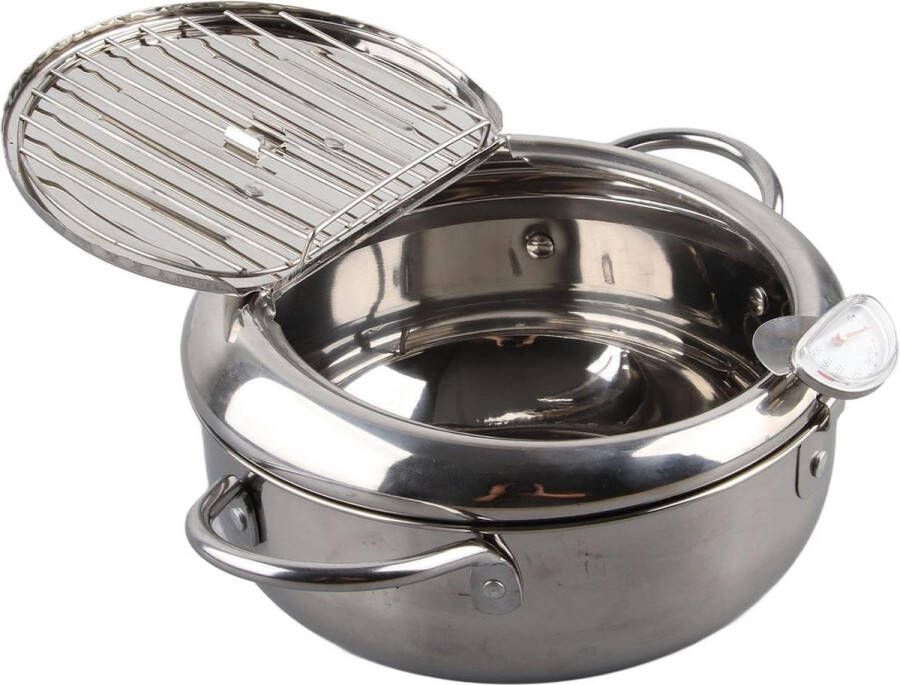 22 l 34 l roestvrijstalen frituurpan met thermometer-olie-afdruiprek en deksel Japanse stijl Tempura-friteuse tempura frites kippenbiefstuk S 20 cm