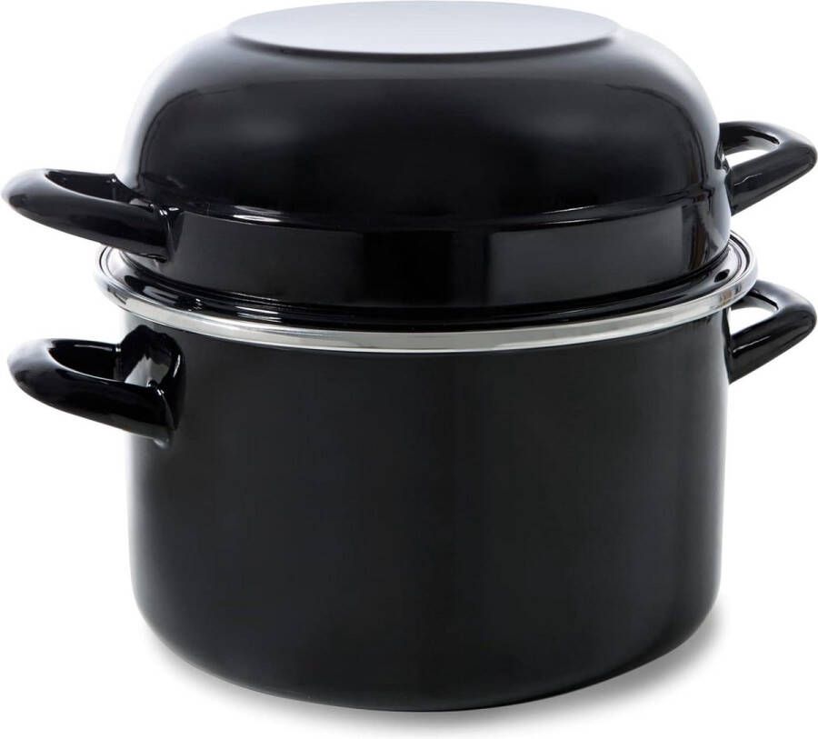 22cm-5L BK Fortalit Inductie Geschikte Braadpan met Omkeerbaar Deksel Oven- en Braadbestendig Vaatwasmachinebestendig PFAS Vrij Zwart Blauw
