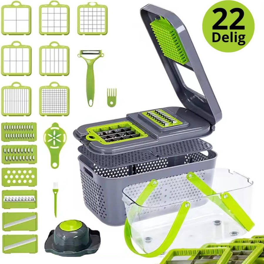 22in1 Groentesnijder keuken mandoline slicer dicer Frietsnijder 0.6mm tot 35mm Multifunctioneel